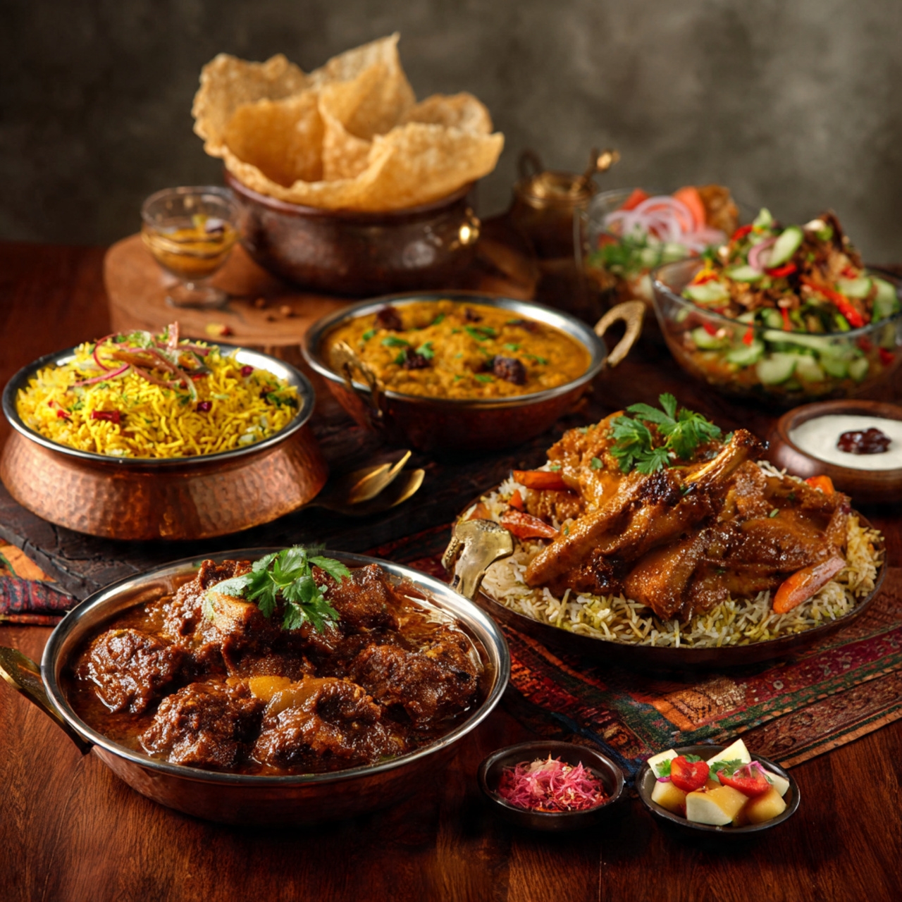 Indian and tandoor buffet spread